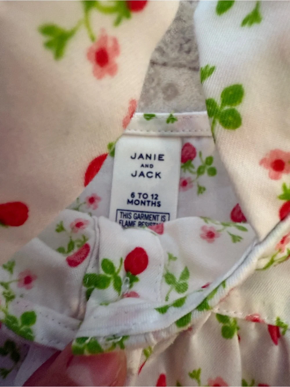 Janie and Jack Baby Girl White Strawberry Print Two-Piece Pajama Set